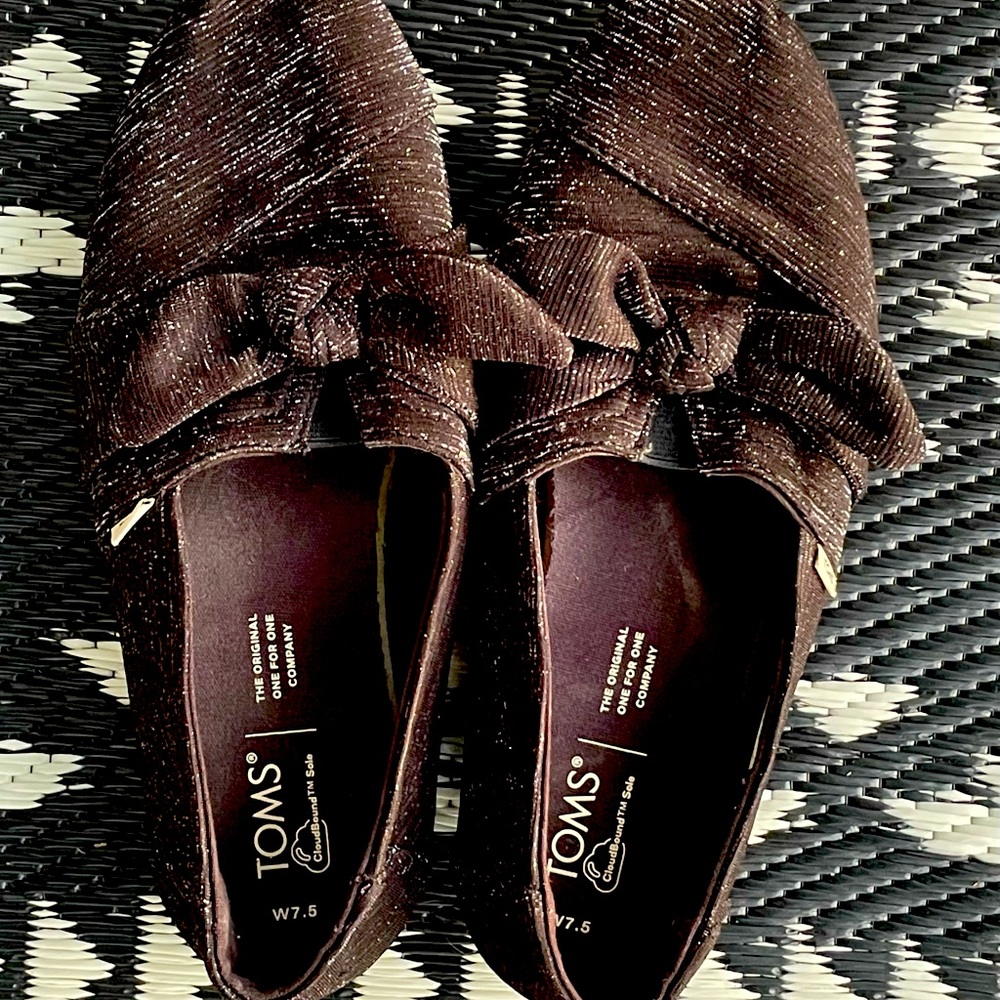 TOMS Silver & Black Flats
